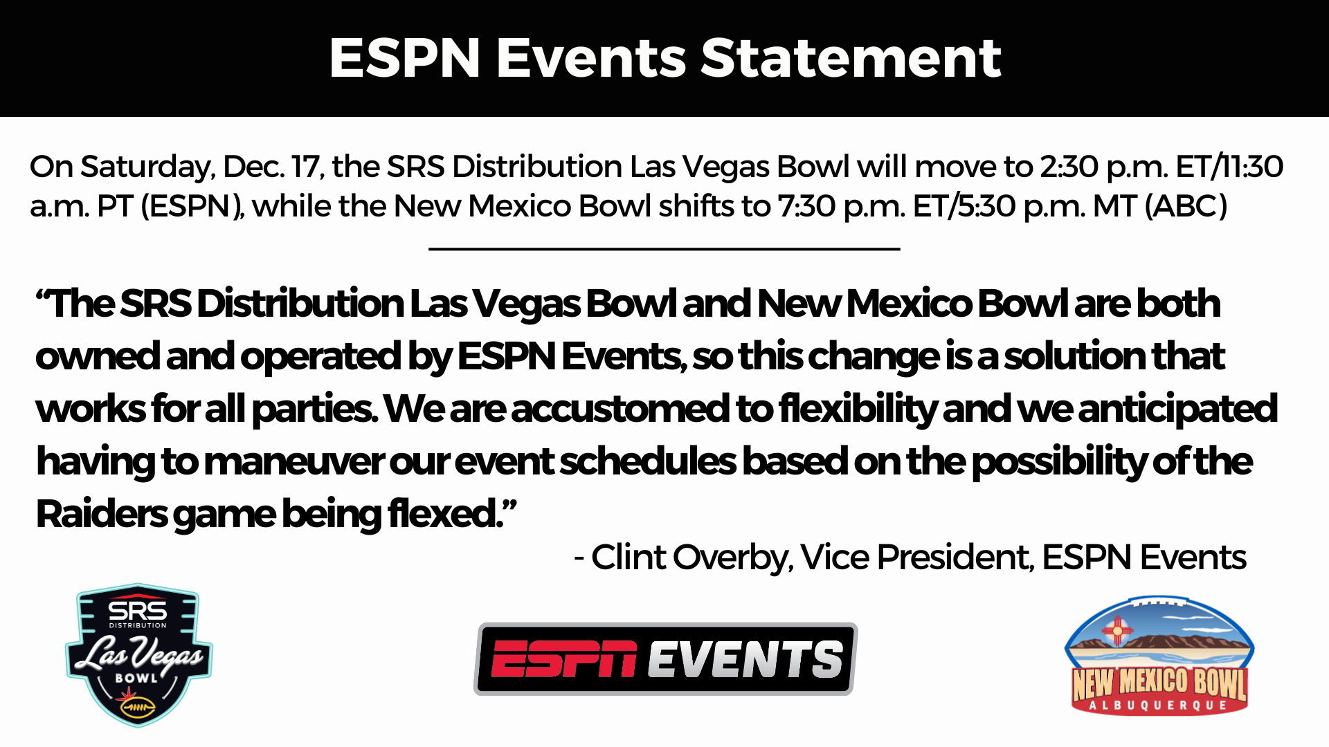 ESPN Events Flexes Times and Networks for SRS Distribution Las Vegas